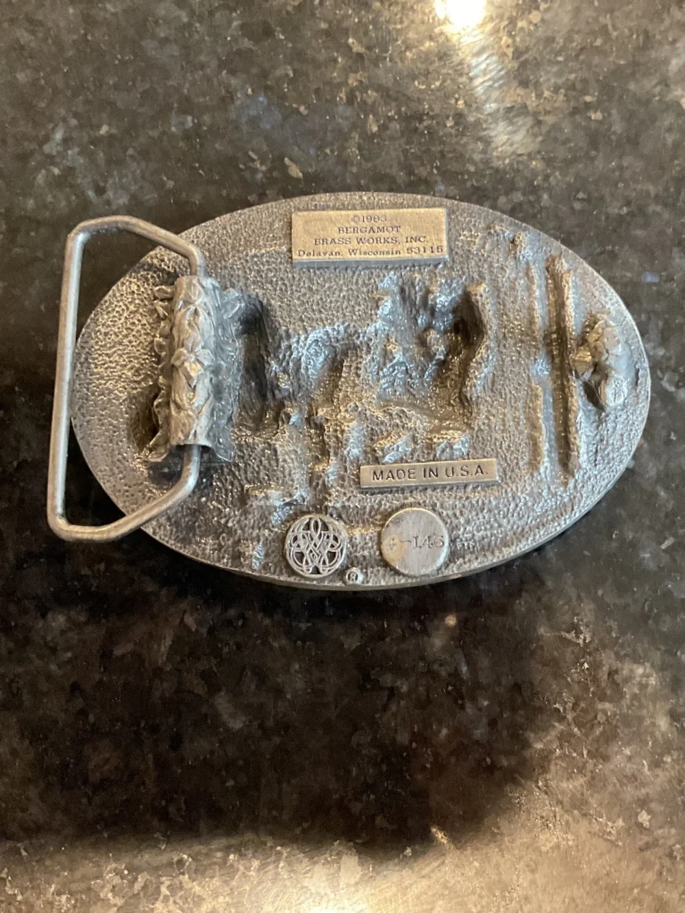 Vintage Wild West Cowboys Silver Belt Buckle